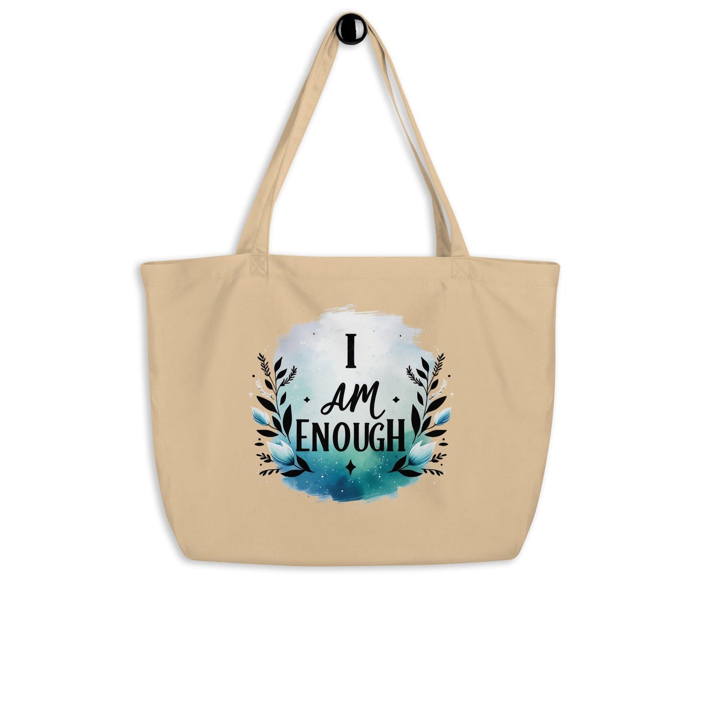 Large organic tote bag " i am enough"