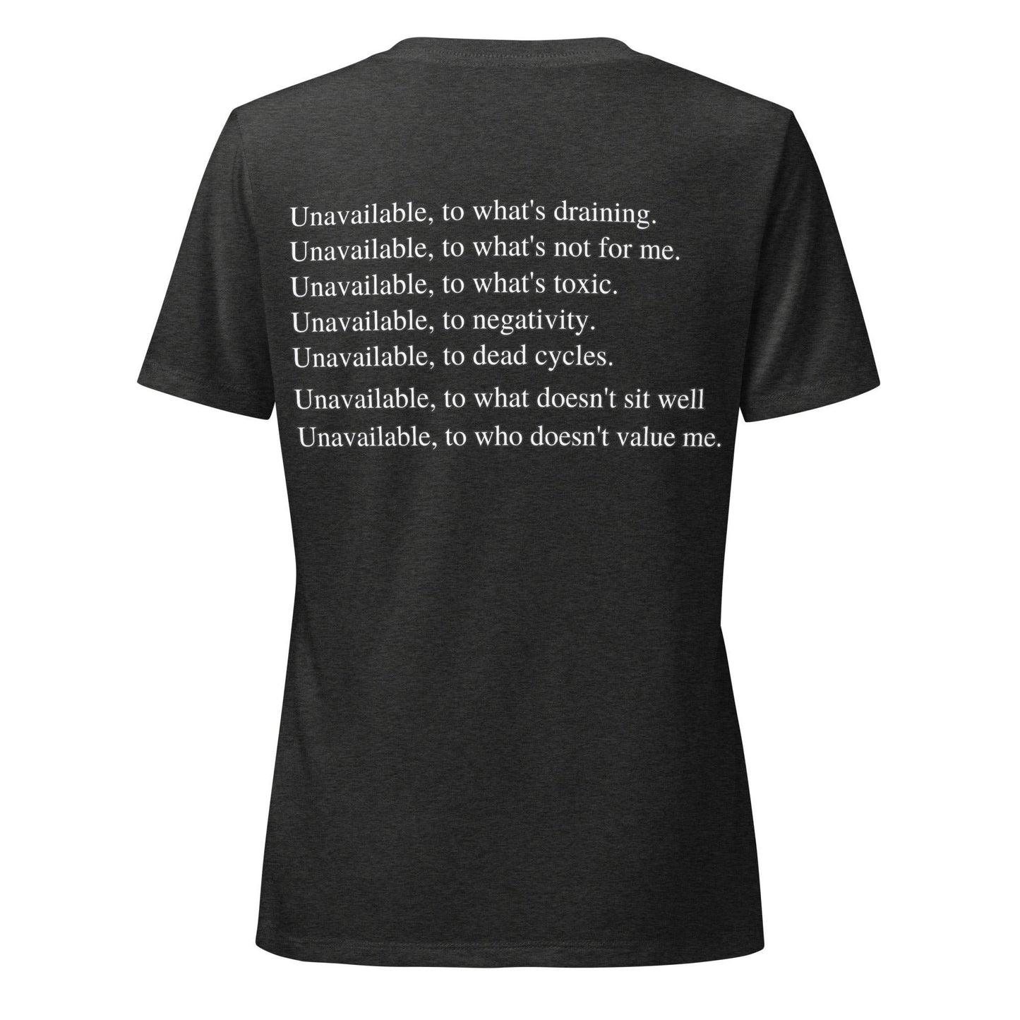 Women’s relaxed v-neck t-shirt "Unavailble to Toxicity"