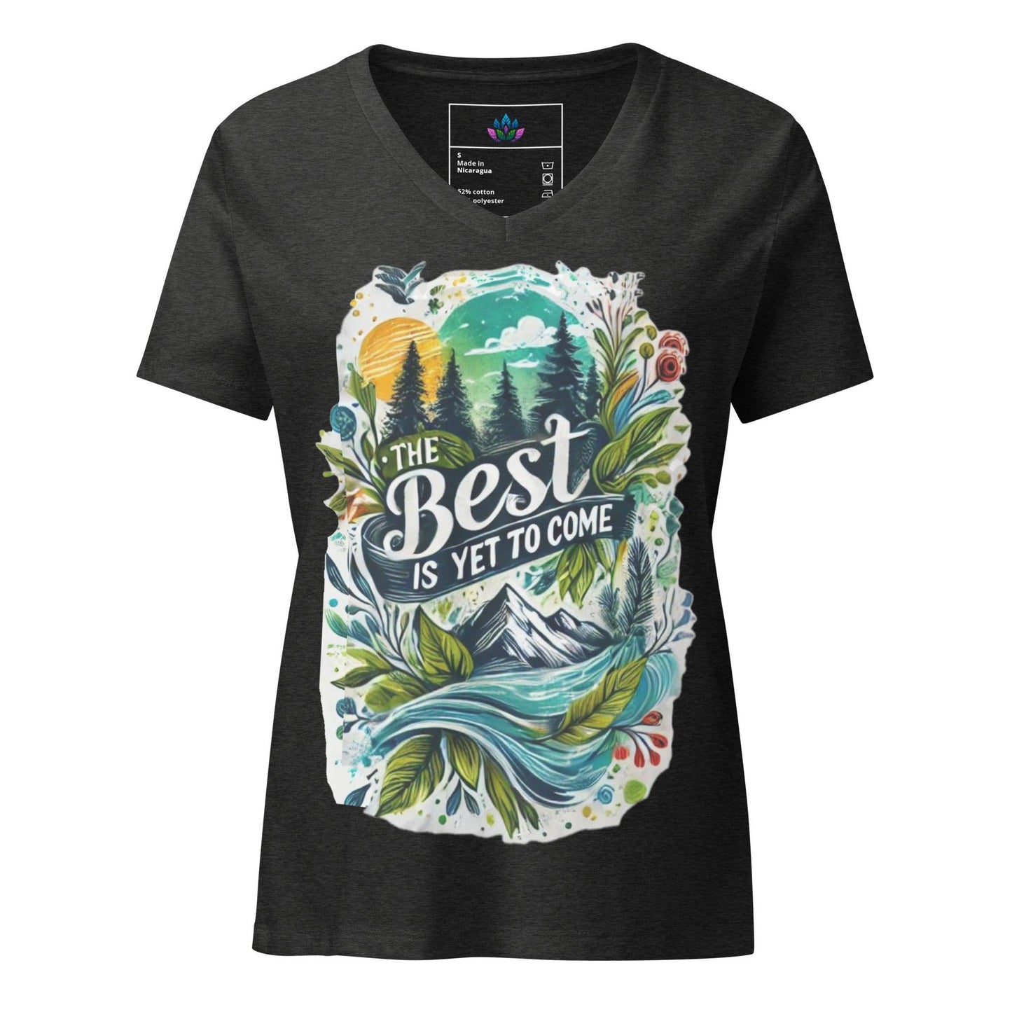 Women’s relaxed v-neck t-shirt "the best is yet to come"