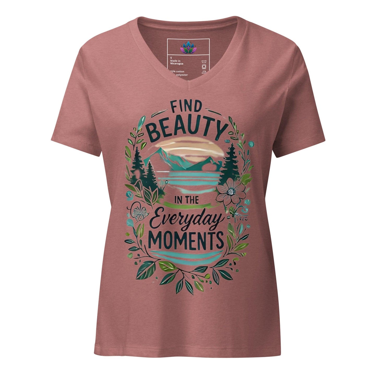 Women’s relaxed v-neck t-shirt "find beauty"