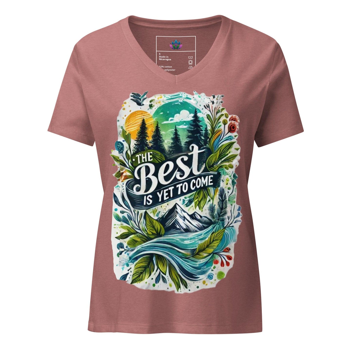 Women’s relaxed v-neck t-shirt "the best is yet to come"