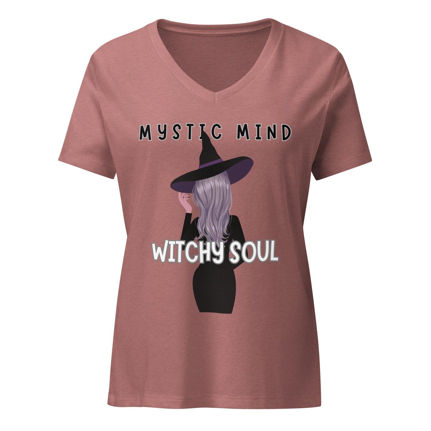 Women’s relaxed v-neck t-shirt "Mystic Mind, Witchy Soul"