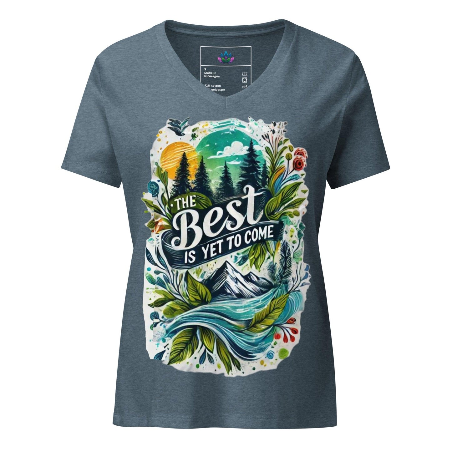 Women’s relaxed v-neck t-shirt "the best is yet to come"