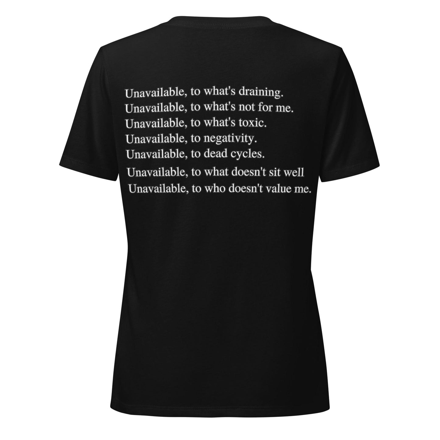 Women’s relaxed v-neck t-shirt "Unavailble to Toxicity"