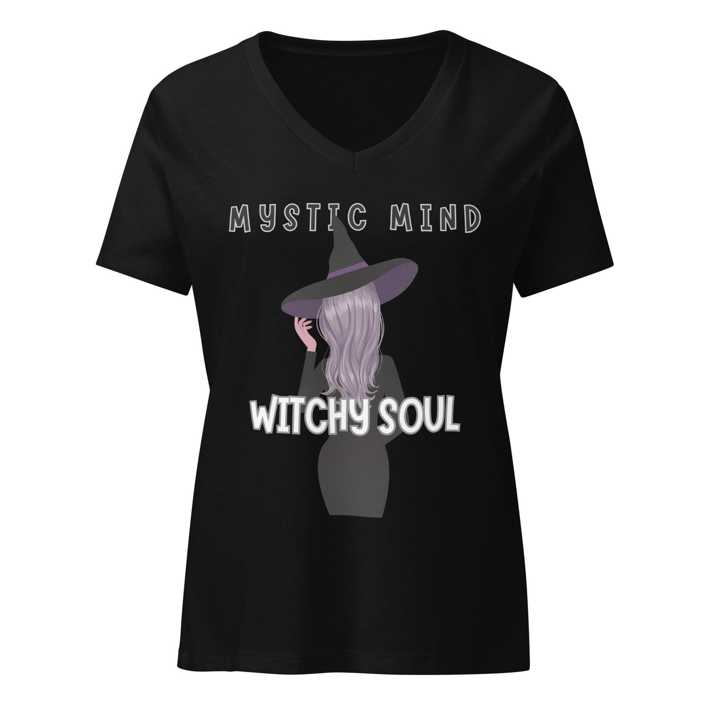 Women’s relaxed v-neck t-shirt "Mystic Mind, Witchy Soul"