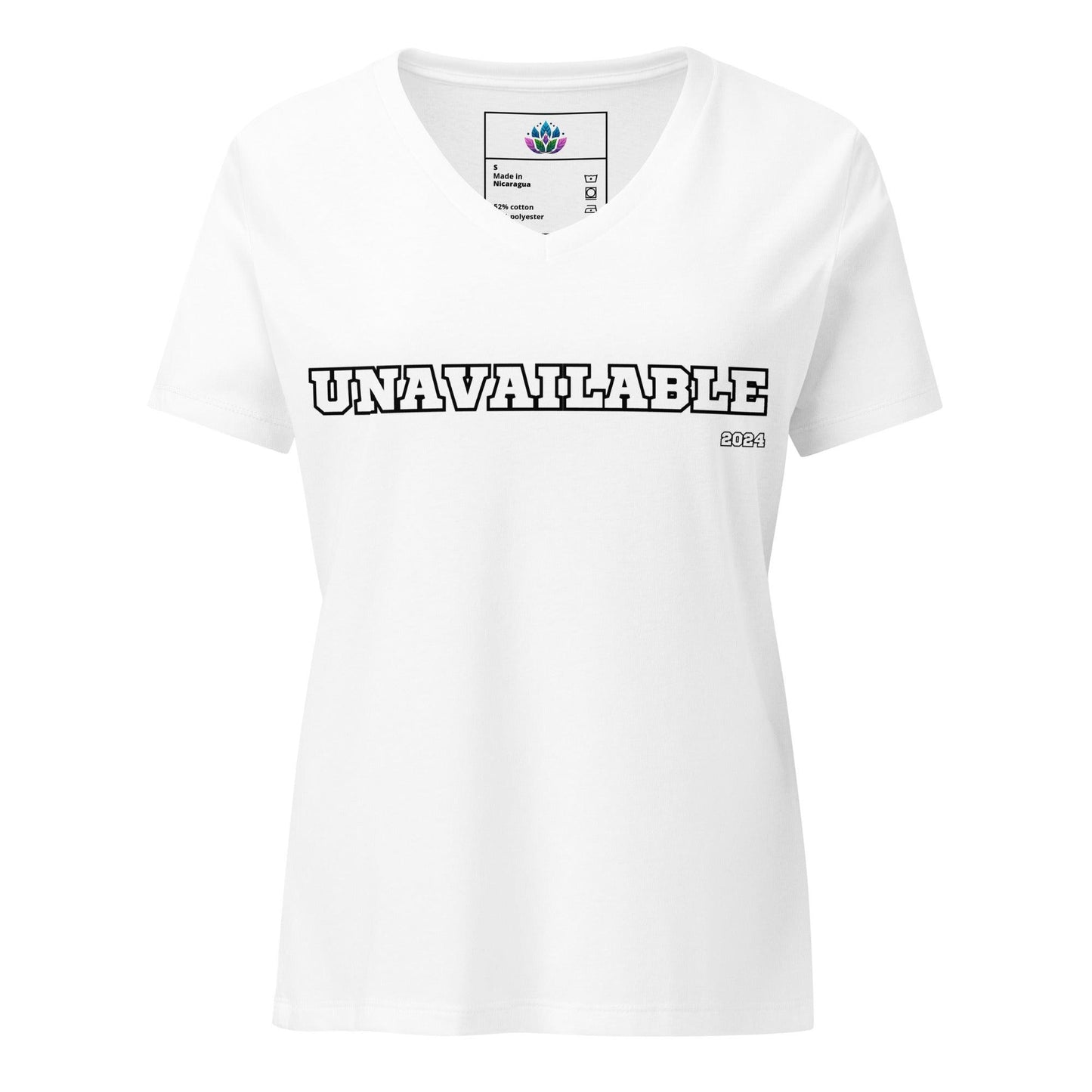 Women’s relaxed v-neck t-shirt "Unavailble to Toxicity"